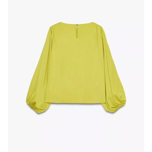 ZARA SATIN EFFECT CUTOUT SLEEVE / SIZE SMALL / LIME GREEN - Picture 2 of 7